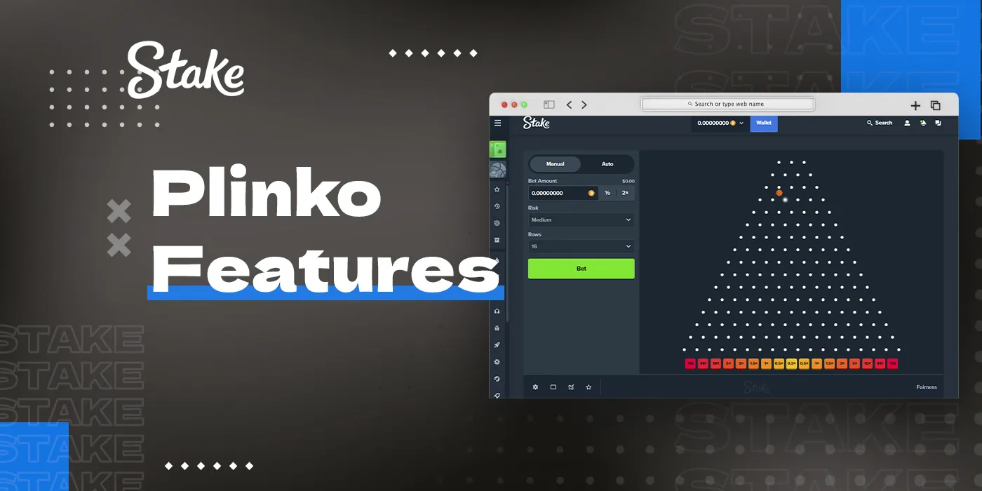 Features of the Plinko game at Stake online casino 